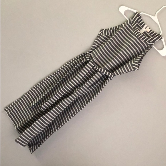 Grey and White Tie Front Romper - Picture 2 of 5